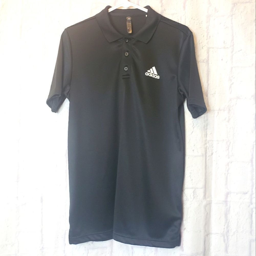 ADIDAS Black/White Moisture Wicking Classic Golf Polo Shirt Men's Small